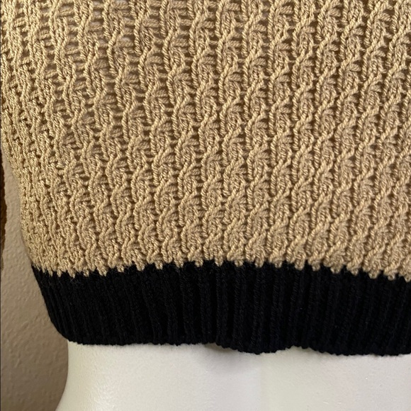 QIUROUYAO designer tan black cropped knit sweater cardigan perfect ❤️❤️❤️ - Picture 4 of 9